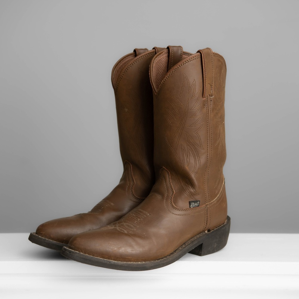 Justin Boots Mens 8.5 Western Cowboy Boots Rodeo Ranchwear Brown Leather Country